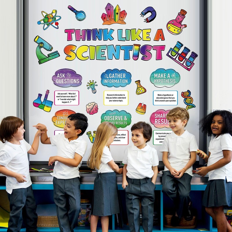 Pasimy 46 Pieces Science Bulletin Board Set Decoration Think Like