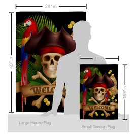 Ornament Collection Pirate Ahoy Mate Garden House Flag Set Coastal Ship Skull Treasure Map Carribean Jolly Blackbeard Jack Decoration Banner Small Yard Gift Double-Sided, Made in USA