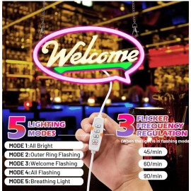 Motyeowe WELCOME Signs for Business, 16.9"*8.7" Open Closed Sign Business Door