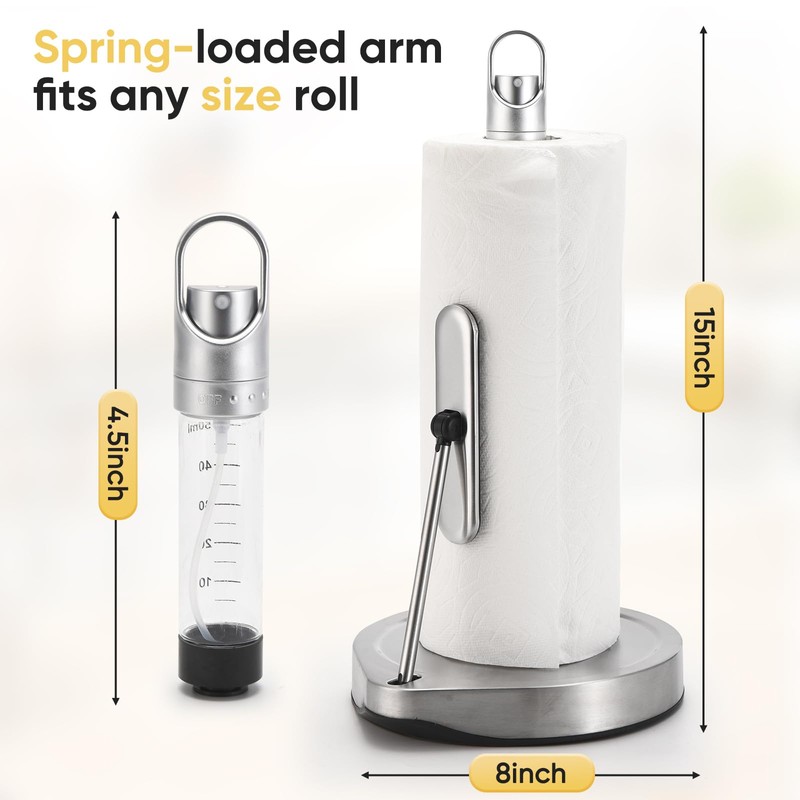 Paper Towel Holder with Spray Bottle for Kitchen Decor and