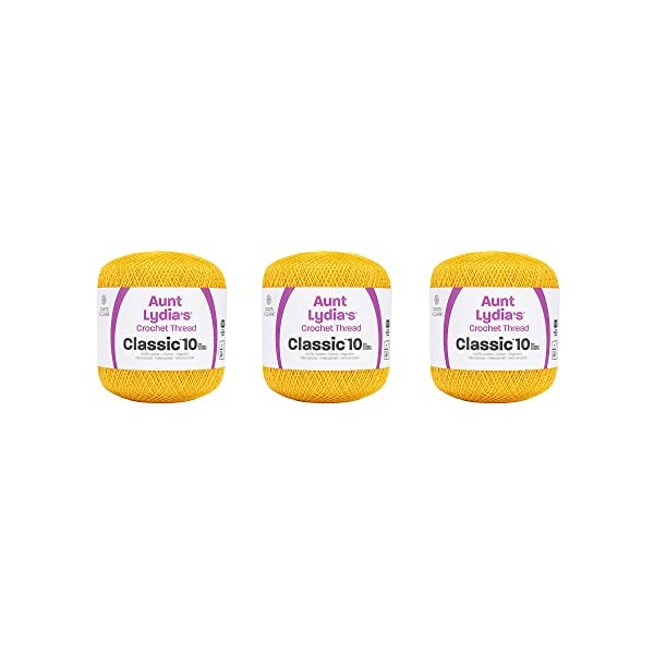 Aunt Lydia Classic Yarn, 3 Pack, Golden Yellow 3 Count
