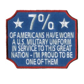 US Veterans - 7% of Americans - 4” X 3 1/4" Embroidered Patch Wax Backed - USA
