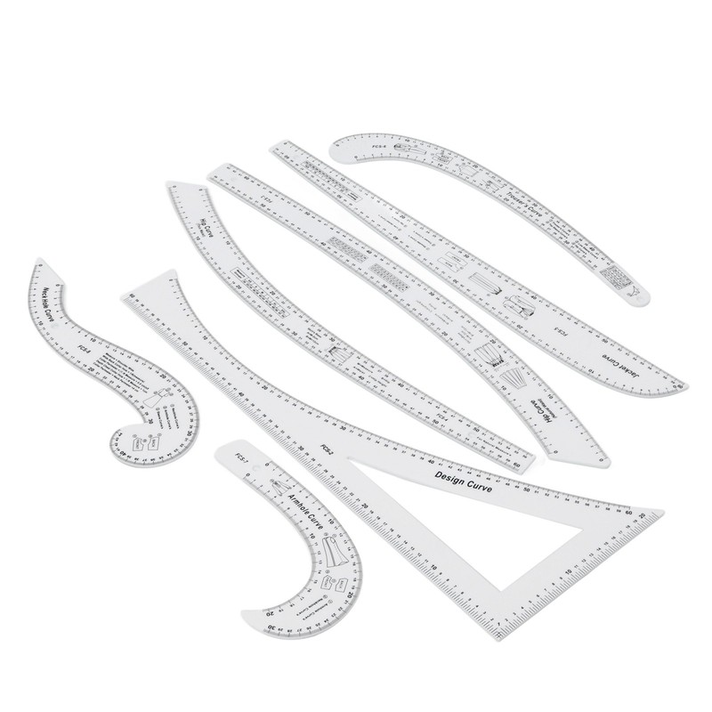 7Pcs Sewing Ruler Tailor Set Clear High Accuracy Scale Fashion