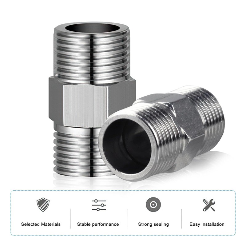 CYUaoao 1/2 Inch Double Nipple Shower Hose Adapter Stainless Steel