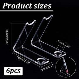 arricraft 6 Pcs Acrylic Pen Holder Display Stand, Fountain Pen Ballpoint Pen Display Clear Makeup Brush Rack Drying Rack for School Office Home or Store Use 3.15x2.56inch
