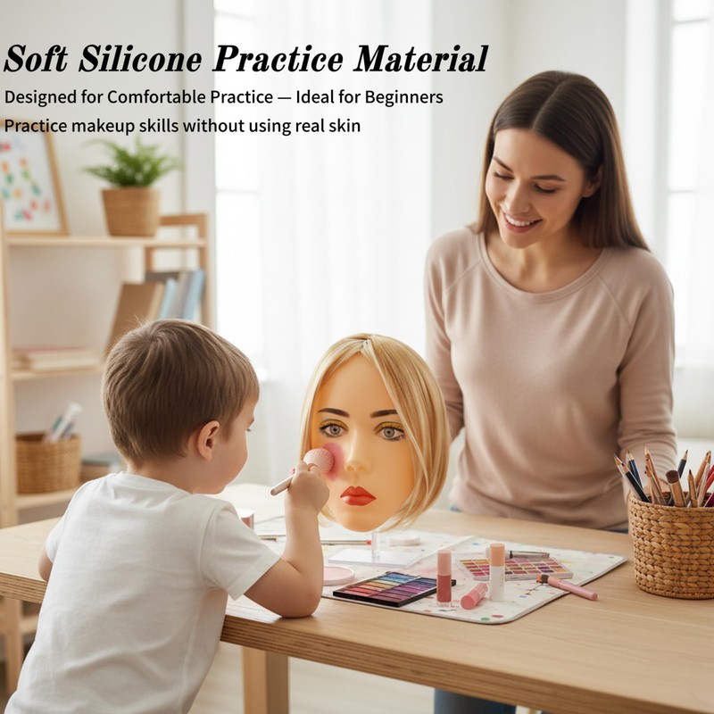 Glinexa5D Silicone Makeup Practice Face – Reusable Mannequin Head with