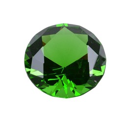 Zoogamo 4” / 100 mm Dark Green Diamond Shaped Glass Crystal Paperweight – Home Office Decor & Wedding Favors Decoration with Gift Box