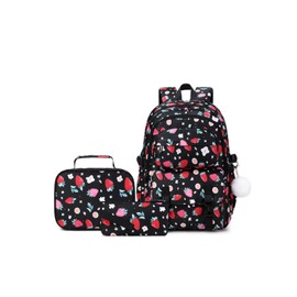 Miacollie Kids Backpack for Girls with Lunch Box Teen Girl Backpacks Set Travel Daypack Large Bookbags for Teens Girls (strawberry)