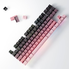 Black Pink PBT Keycaps - Shine Through Contour Design Key caps Set for Mechanical Keyboard,Cherry Profile for TKL US Layout Mechanical Keyboard(135 Keys)
