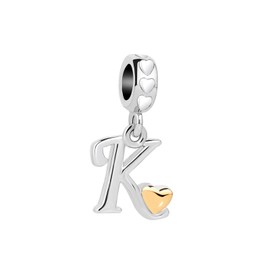 SBI Jewelry Women Initial Letter K Charm for Bracelet Silver Gold Heart Gift Dangle for Mom Sister Best Friend Wife Birthday Anniversary