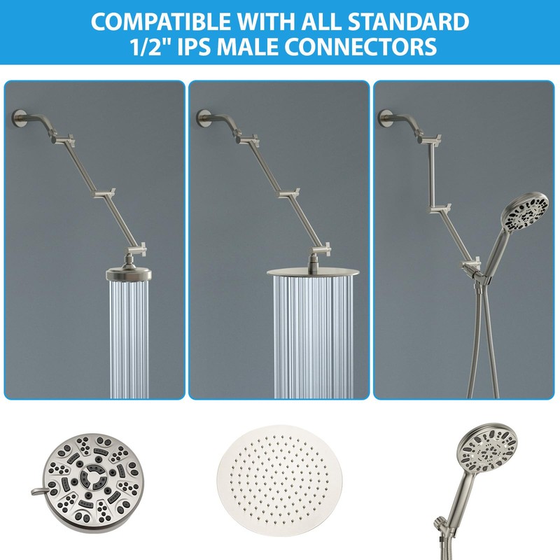 Lordear Shower Arm Extension 16 Inch Foldable Shower Head Extension