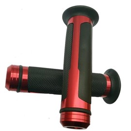 MotorToGo 7/8" CNC Aluminum Red Handlebar Gel Grips with End Caps for 2011 Yamaha YZF R1