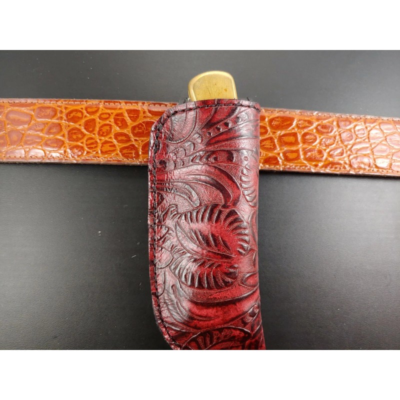 Buck Knives DRAGONBACKBONE FLORAL TOOLED leather BUCK 110 knife sheath