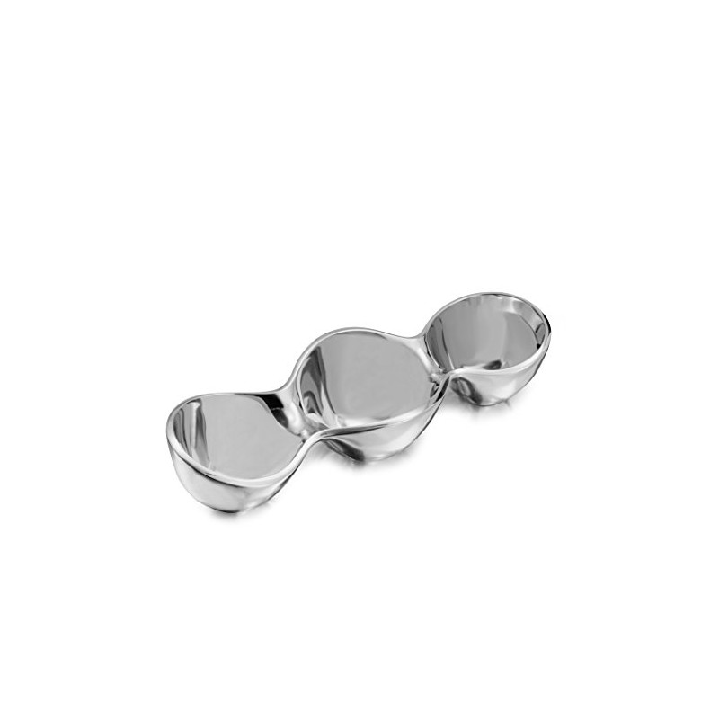 Nambé Triple Condiment Server – Alloy Trio Dish for Sauces,