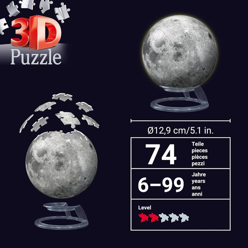 Ravensburger - Puzzle 3d Luna Glow In The Dark |