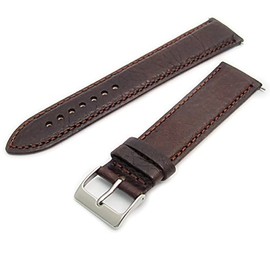 Verona Padded Camel Grain XL Extra Long Leather Watch Strap Band 20mm Brown with Chrome (Silver Colour) buckle
