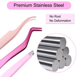 Lash Tweezers for Eyelash Clusters Fake Lashes Individual Eyelash Tweezers LAUBESS Lash Clusters Use Pink 3pcs