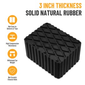 Racewill 4 Pack Solid Rubber Auto Lift Pads, Anti-Skid Lift Block Spacer Pad for Car Lifts, Jacks and Racks, 3000lbs Loading Capacity, 6-1/3" x 4-3/4" x 3"