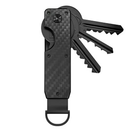 Minimalist Key Organizer – Compact Key Holder for 6 Keys, Durable & Lightweight with Keyring Loop, Anti-Loosening EDC Design (Black (Carbon Fiber))