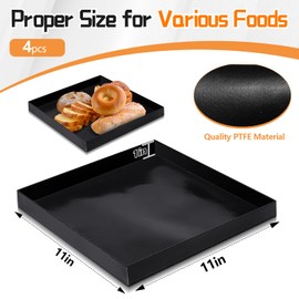 Teenyyou 4 Pcs 11 x 11 x 1 Inch PTFE Solid Oven Basket Non Stick Cooking Basket Cooking Trays for Quick Oven Accessories Baking Chips Chicken Wings Bread Heating