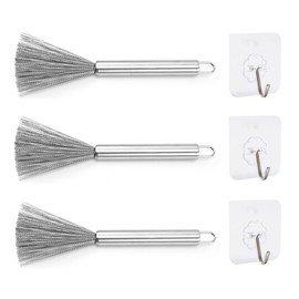 Natiform 3pcs Stainless Steel Brush Skillet Washing Kitchen Skill