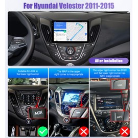 [4G+64G] Android Car Radio for Hyundai Veloster 2011 2012 2013 2014 2015 with Carplay Android Auto 9 Inch Touch Screen Bluetooth FM RDS/WiFi/GPS Navigation/SWC+AHD Backup Camera