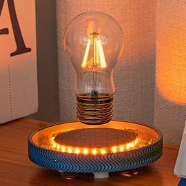 KIYOMING Levitating Light Bulb with Rainbow Magnetic Floating Light Bulb with Transparent Luminous Light Base 360 Degree Rotating Desk Lamp Table Lamp