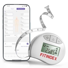 FITINDEX Cinta Métrica Corporal, Cinta Métrica Inteligente Bluetooth Precisa para Medidas Corporales, Cinta Métrica Retráctil Inteligente con Medición