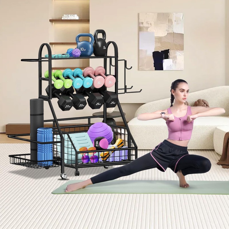 FULOOPHI Dumbbell Rack, 400LBS Weight Rack for Dumbbells Kettlebells, Adjustable