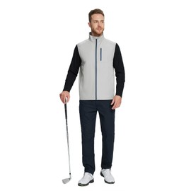 Rouen Golf Vest for Men Lightweight Sleeveless Windproof Travel Pockets Zip Up Softshell Men's Outerwear Vests