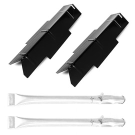 Hisencn Grill Replacement Parts for Dyna Glo DGF350CSP DGC350CNP-D DGF350CSP-D Grill, Porcelain Steel Heats Tents Plates and Stainless Steel Straight Burner Pipe Tubes Grill Parts Repair Kit, 2 Pack