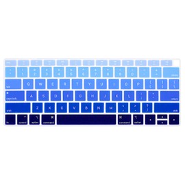 HRH Silicone Keyboard Cover Skin for MacBook Air 13 Inch 2018 Release A1932 with Retina Display and Touch ID USA Layout,Ombre Blue