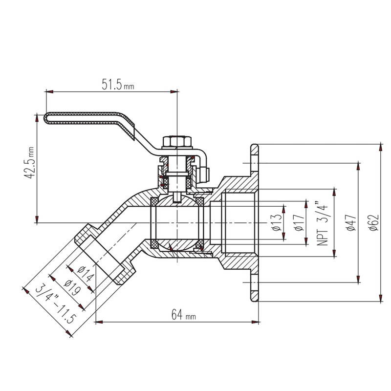 Midline Valve S3538-5 Sillcock Hose Bibb with Oversized Flange; 3/4