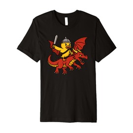Funny Yellow Duck Warrior Red Dragon Animal Lover Boys Girls Premium T-Shirt