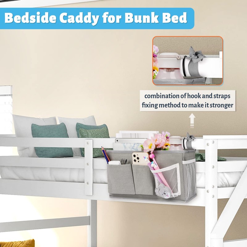 Loghot Bedside Caddy/Bedside Storage Bag Hanging Organizer for Bunk and
