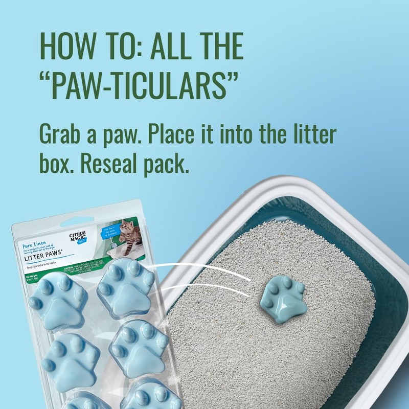 Citrus Magic Pet Odor Eliminator Litter Paws, Fresh Linen, 6-Count