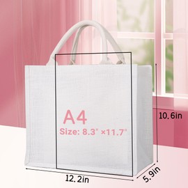 Segarty Jute Bag, 6 Pack Small White Reusable Burlap Tote Canvas Gift Favors Bags with Handles Blank Tote Bulk for Bridesmaid Wedding, Bachelorette Party, Beach Trip, Women Market Grocery Shopping