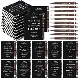 Kosiz 40 Set Spanish Christian Gifts Bulk Include Regalos Cristianos En Español Spiral Notebook and Bible Ballpoint Pen Mothers Day Gifts for Church Women Men Sunday School Teacher Gifts