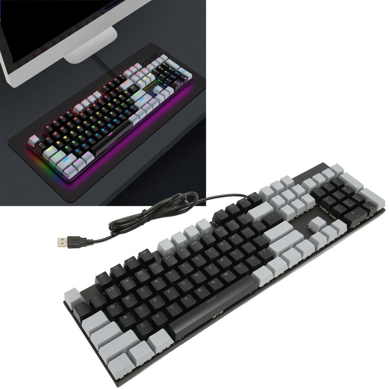 Full Size Mechanical Keyboard 104 Keys USB Wired Gaming Keyboard