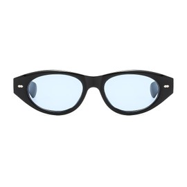 LJCZKA Round Thick Frame Sunglasses for Women Men Retro 90s Oval Glasses UV400 Protection for Driving Eeywear (BlackBlue)