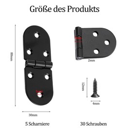 Bliceon Pack of 5 Folding Hinge, Folding Table Hinges, 180 Degree Hinges, Foldable, Stainless Steel Hinges for Folding Table, Cabinet, Wardrobe, Wooden Box, Home, Furniture with Screws (Black)