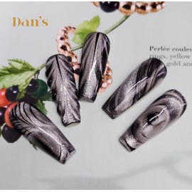 Dan's Nails – Dark Silver Crystal Dust Cat Eye Magnetic Gel Nail Polish with Magnet Stick | Soak off UV/LED Glitter Gel Nail Art Polish for Manicure with Cat Eye Effect (15 ml/0.5 fl oz)