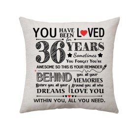 36th Birthday Gift Decoration Throw Pillow Cover Gifts for 36 Years Old Women Men Happy Birthday Present Pillowcase for 36th Parents Best Friend Colleague Teacher Work Bestie Gifts 45 x 45 cm (36)