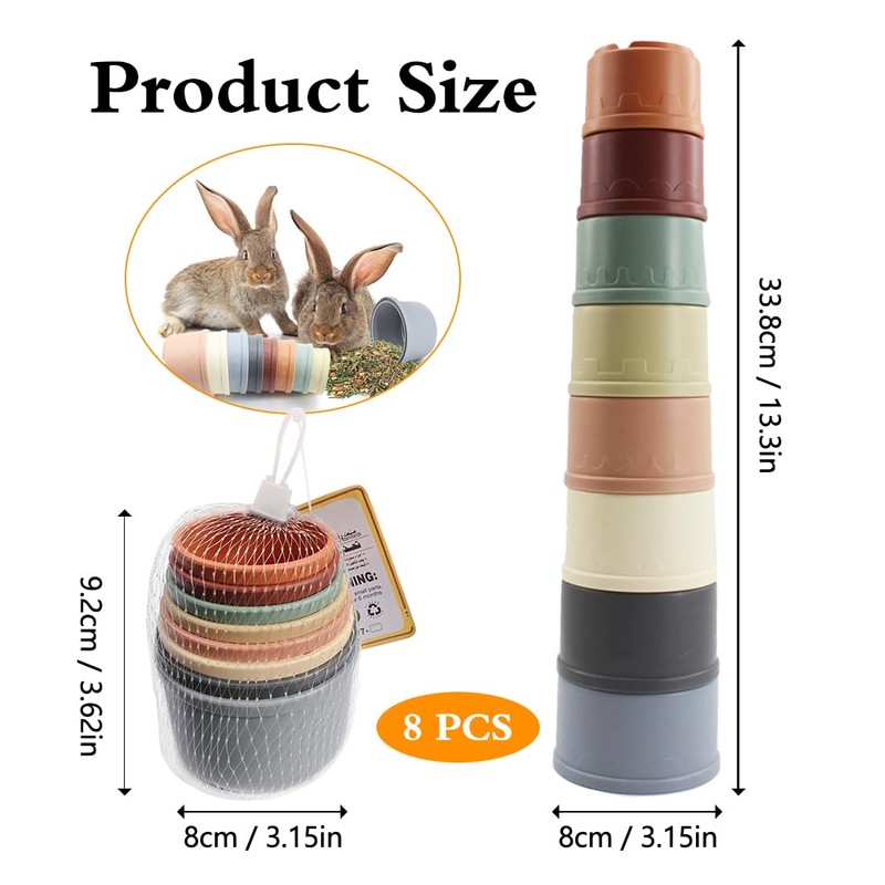SHSMPXOY 8 PCS Rabbit Stacking Cups Stacking Toys BPA-Free Safe
