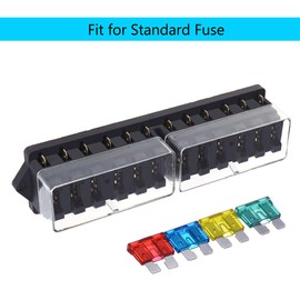 ESUPPORT Car Truck 12 Way Circuit Standard ATO Blade Fuse Box Block Holder 12V 24V