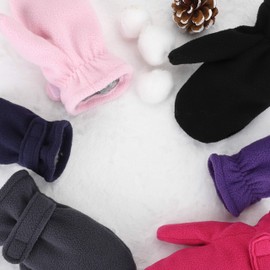 Guantes de invierno para bebé y niña, con forro polar Sherpa, 2 pares, Rosa/Negro, 6-18 Meses