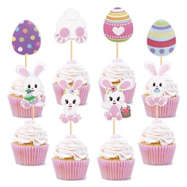 32 decoraciones de Pascua para cupcakes de conejo, decoración para cupcakes, huevos de Pascua, decoración de conejo, fiesta de Pascua, decoración para tartas (parte trasera de conejo)