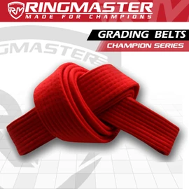 RingMaster Sports Grading Belts 9 Plain Colour for Karte Judo Taekwondo Martial Arts Training Competition | 230cm, 250cm, 280cm, 320cm (Red, 230 cm)