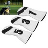 3PCS Golf Club Head Cover PU Leather Waterproof Protective Golf