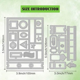 INFUNLY 23pcs Stamps Cutting Dies for Card Making Tickets Frame Metal Punching Lace Postcards Cutting Dies Banner Labels Embossing Stencil for DIY Scrapbooking Craft Decor